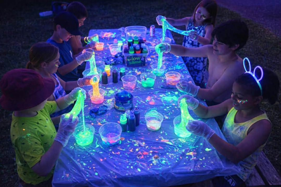 Glow in the dark kids crafts at Coy Lake Camping