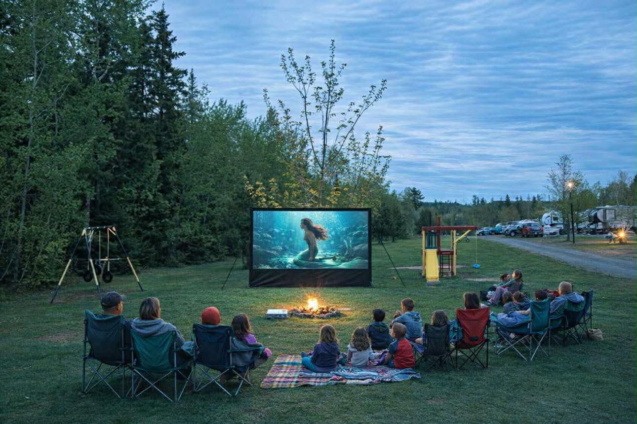 Outrdoor movies at Coy Lake Camping